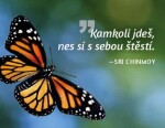 Magnet na lednici - Kamkoli jdeš, nes si s sebou štěstí. - Sri Chinmoy