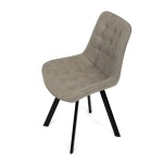 Židle jídelní, béžová látka v dekoru broušené kůže, černý kov
