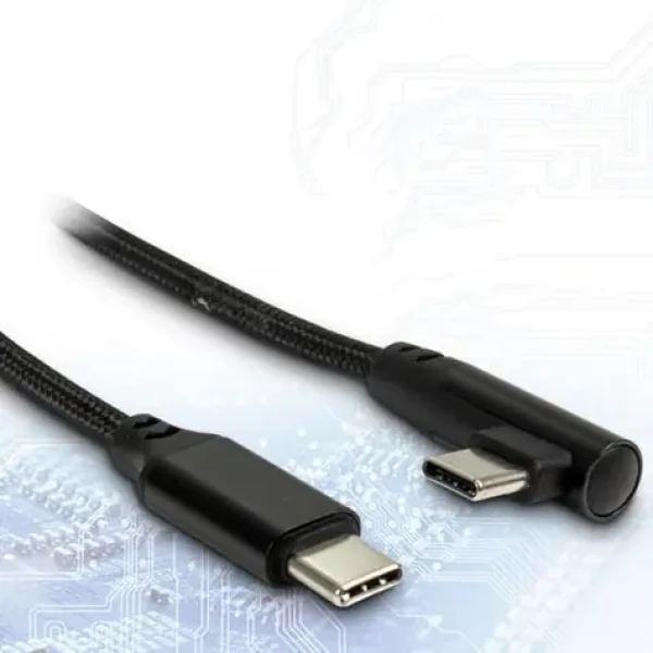 Inter-Tech USB-C kabel 90° 1 m černý / Kabel USB-C (M) - USB-C (M) / PD 60 W (88885581)