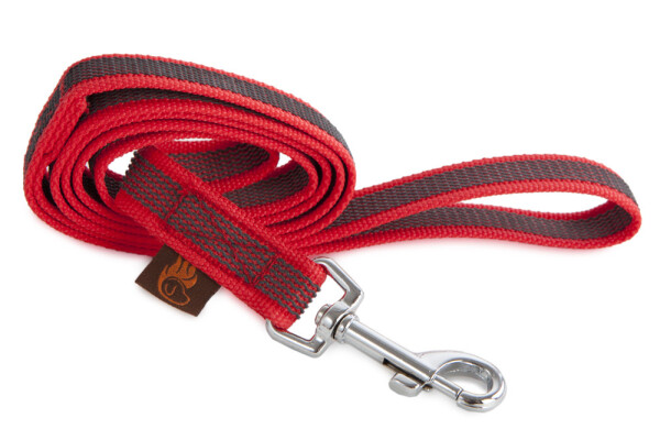 Firedog pogumované vodítko, šíře 20 mm, červené Šířka/délka: 20 mm x 1,5 m