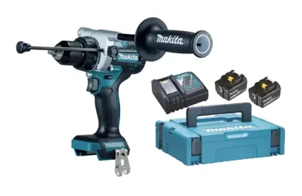 Makita DHP492RTJ / Aku Vrtací šroubovák s příklepem / 18V / 2100 ot-min / 13 mm sklíčidlo / 65 Nm / 2x 5.0 Ah (DHP492RTJ)
