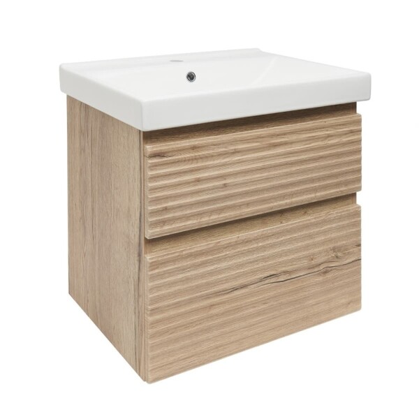 Koupelnová skříňka 2 zásuvková s umyvadlem Naturel Savona 58x53x44,8 cm dub Halifax mat SAVONA260DHU1 SAVONA260DHU1
