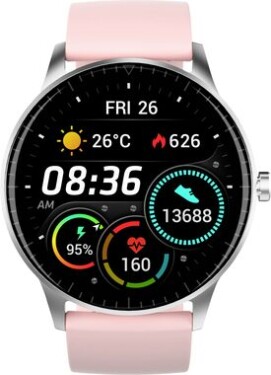 Denver SW-173 růžová / chytré hodinky / 1.28 / Bluetooth / senzor tepové frekvence / multisport / IP67 / iOS a Android (116111000360)