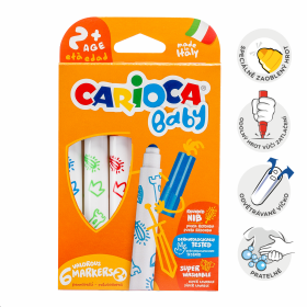 Fixy dětské Carioca Baby 2+, kulatý hrot, 6 ks
