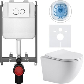 CERANO Kompletní WC set Basic/Cesso - bílá lesklá - WC tlačítko Dualo/Bílá - pro zazdění - 49x36 cm - 8050BD85926