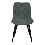 Židle jídelní, zelená látka, nohy černý kov