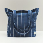 HAY Taška Tote Outdoor Market M Blue / Beige stripe, modrá barva, textil