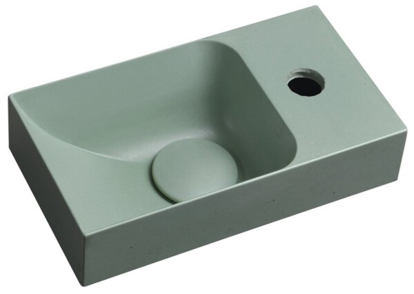 SAPHO - PICCOLINO betonové umývátko 30,8x17cm, baterie vpravo, zelená mat PK30523