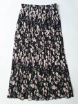 HOSH Dlouhá skládaná sukně s květy Velikost: UNI, Barva: Černá