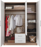 Šatní skříň Smart SR2 Varianta: Bez zrcadla, Barva korpusu + barva dveří: Dub sonoma + Bílá