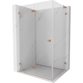 MEXEN/S - Lunar-F L sprchový kout skládací dveře levá 90 x 80, transparent, měď kartáčovaná 836L-090-080-65-00-L
