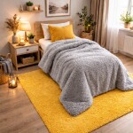 Šedá teplá deka s jemnou texturou BOUCLÉ Šířka: 150 cm | Délka: 200 cm