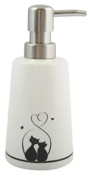 MSV GATITOS dávkovač mýdla bílý s motivem koček / keramika / 300 ml
