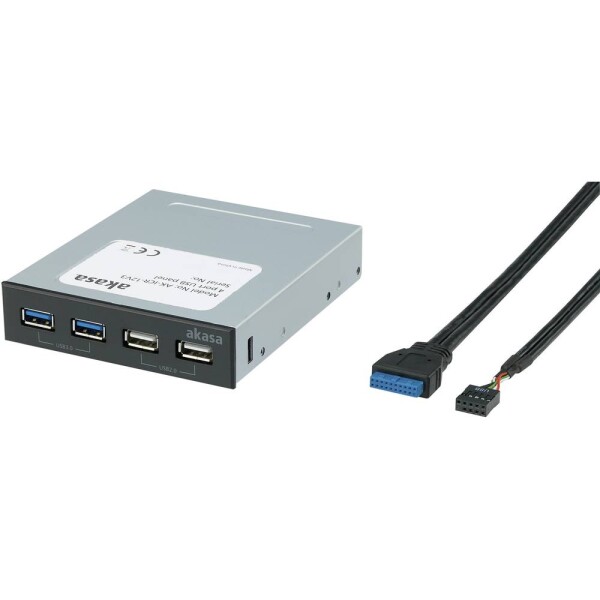 Akasa 4 porty USB 3.0 / USB 2.0 hub pod omítku černá