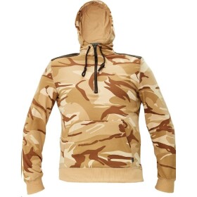 Mikina CRAMBE HOODIE pánská krátký zip BÉŽOVÁ camouflage s kapucí a klokankou S béžová camouflage