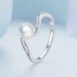 Stříbrný prsten perlou stříbro 925/1000, Stříbrná Bílá