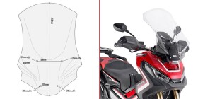 D1156St čiré plexi Honda X-Adv 750 (17-20), vxš650x400 mm, o 130 mm vyšší než orig.