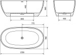 MEXEN - Torino volně stojící vana litý mramor 155 x 78, beton mat - 57271557810 57271557861