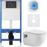 CERANO Kompletní WC set Profi/Dure - bílá lesklá - WC tlačítko Duo/Černá matná - předstěnová instalace - 51x35 cm
