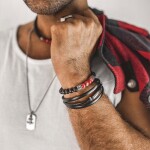 Pánský náramek Marco - 8 mm červený jaspis, onyx, Červená 23 cm