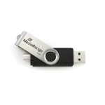 MediaRange USB Combo Flash disk 32GB černo-stříbrná / Flash disk / OTG / USB-A 2.0 + Micro USB / čtení 15 MB/s (MR932-2)