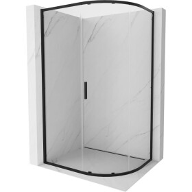 MEXEN/S - Exo čtvrtkruhový asymetrický posuvný sprchový kout 100 x 80, transparent, černá 8131-100-080-70-00