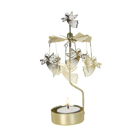 Pluto Design Rotující svícen Gold Angels, zlatá barva, kov