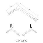 CERANO - Sprchová vzpěra Onyx L - hranatá - pravá - vodorovná - černá matná - 29x15 CER-477083