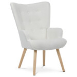 Křeslo ušák, bílá, látka bouclé, AK-309 WT2