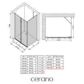 CERANO - Sprchový kout Volpe L/P - 6 mm - černá matná, transparentní sklo - 120x100x190 - zalamovací CER-669628