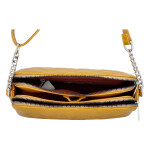 Módní prošívaná dámská koženková crossbody Freay, žlutá
