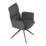 Židle jídelní, šedá látka, 360° vratný mechanismus, černý kov