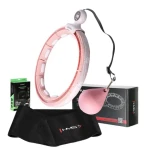 HMS HHM15 Sada masážní hula hoop růžová se závažím, magnety a počítadlem a zeštíhlujícího pásu BR163 PLUS SIZE (5907695558081)