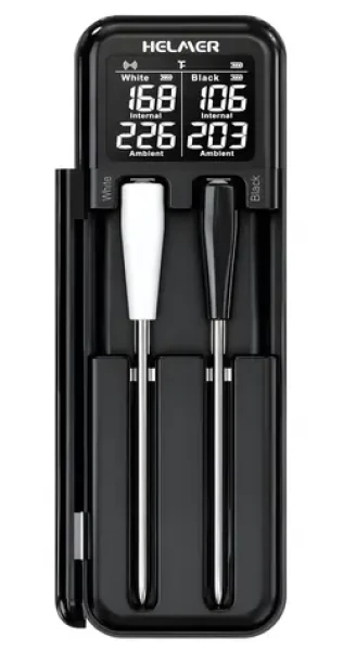 HELMER TM 28 černá / Kuchyňský teploměr / 2 sondy / LCD displej / Bluetooth / -10 až 100 °C (Hlmtm28)