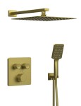 SAPHO - SMART SELECT podomítkový sprchový set s termostatickou baterií, 2 výstupy, vyústění, zlato mat RP042GB-01