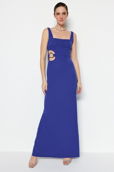 Trendyol Long Evening Dress with Saks Woven Accessorie