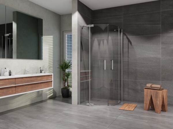 Lansanit Sprchový kout čtvrtkruh Brix 900x900, chrom, čiré sklo
