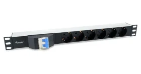 Equip PDU černá / Zásuvková lišta do racku / 1U / 6x Schuko / 16 A / 3500 W (333312)