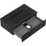 MEXEN/S - Rivel koupelnová skříňka 80 cm s umyvadlem Vela, 1 šuplík, reliéf , černá mat 91A20-08023-1-BF71-W23M71