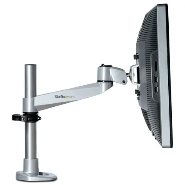 StarTech Stolní rameno na monitor stříbrné / Rameno na monitor / 12”-34” / Nosnost 14 kg / Náklon -15° až 90° (ARMPIVOTB2)