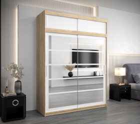 Šatní skříň Abi Ro2 s nástavcem Barva korpusu: Dub Sonoma, Rozměry: 150 cm, Dveře: Bílá