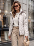 Dámská přechodová bunda s kapucí, světle šedá, FashionStreet TY5776 XXL