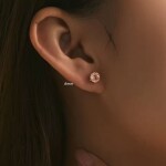 Stříbrné náušnice Ledová růže s meruňkovým krystalem 6/8 mm, Light Peach 8 mm