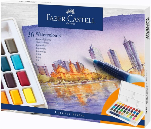 Faber-Castell Faber-Castell, 169736, Creative Studio, akvarelové barvy v pánvičkách, 36 ks