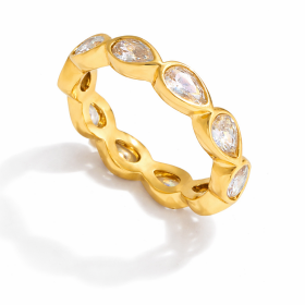 ELENYS Crystal Drop – pozlacený prsten 18K žluté zlato Velikost: 6 (EU: 51-53)