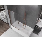 MEXEN/S - Velar L dvoukřídlá posuvná vanová zástěna 95 x 150, dekor, růžové zlato 896-095-003-31-60