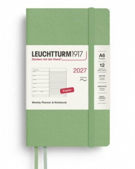 Týdenní plánovač Zápisník Sage, Pocket A6 2027, Softcover, anglicky