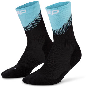 CEP pánské běžecké kompresní vysoké ponožky EDT. SPLIT - blackl/light blue Velikost: V (Vel. chodidla 45-48)