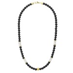 Pánský korálkový náhrdelník Vicente - 6 mm černý onyx a bílý tyrkys, Černá 45 cm