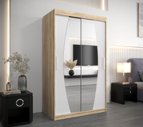 Šatní skříň Abi E0 Barva korpusu: Dub Sonoma, Rozměry: 120 cm, Dveře: Bílá